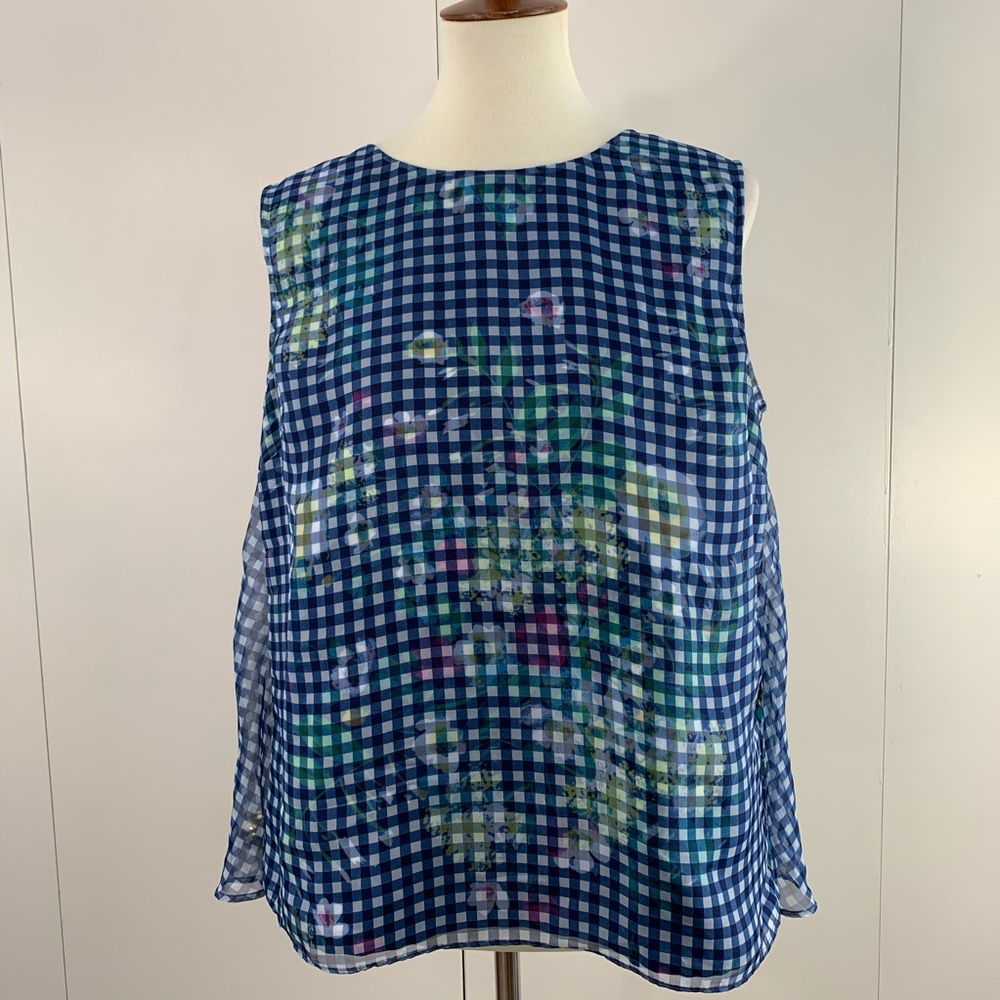 Lord & Taylor PL blouse sleeveless blue